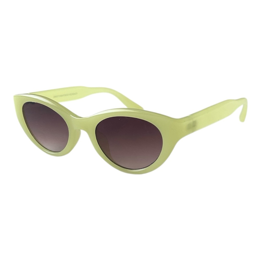 Cat Eye Sunglasses Womens Modern Green Plastic Frames Brown Lens